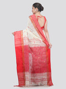 Pinkloom Off White Handloom Cotton bleand Saree