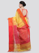 Pinkloom Yellow Handloom Cotton bleand Saree