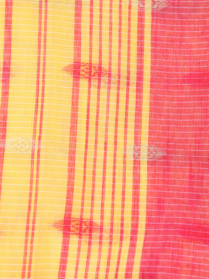 Pinkloom Yellow Handloom Cotton bleand Saree