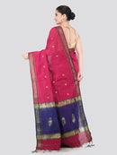 Pinkloom Magenta Handloom Cotton bleand Saree