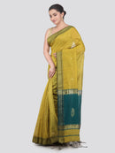 Pinkloom Yellow Handloom Cotton bleand Saree