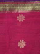 Pinkloom Purple Handloom Cotton bleand Saree