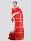 Pinkloom White Handloom Cotton bleand Saree