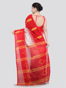 Pinkloom White Handloom Cotton bleand Saree