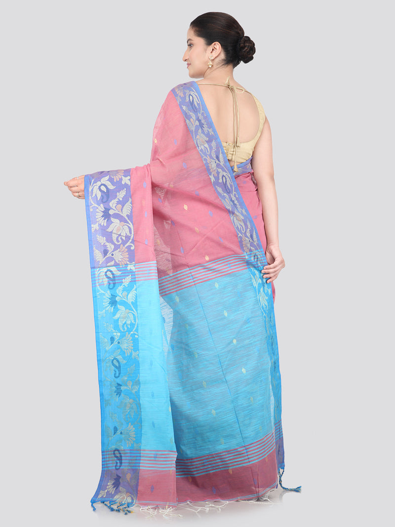 Pinkloom Pink Handloom Cotton bleand Saree