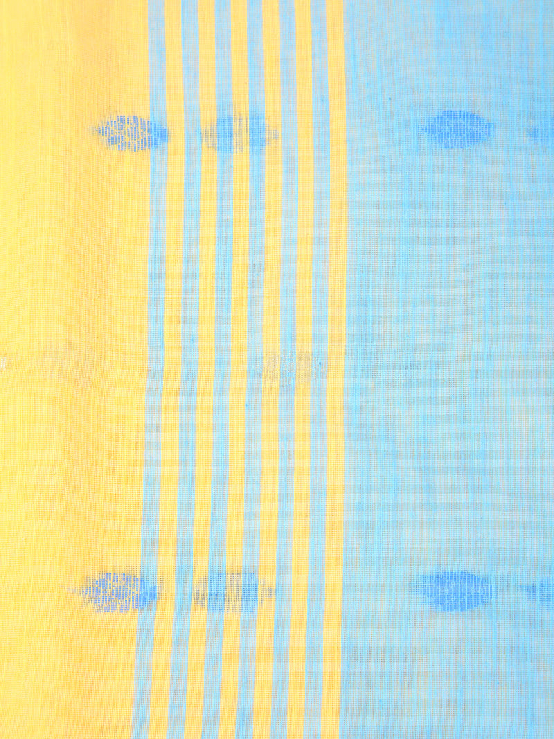 Pinkloom Yellow Handloom Cotton bleand Saree