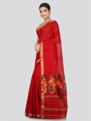 PinkLoom Women's Cotton Silk Saree With Unstitched Blouse Piece