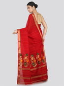 PinkLoom Women's Cotton Silk Saree With Unstitched Blouse Piece