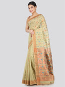 PinkLoom Women's Cotton Silk Saree With Unstitched Blouse Piece