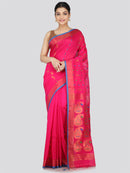 PinkLoom Women's Cotton Silk Saree With Unstitched Blouse Piece