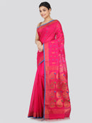 PinkLoom Women's Cotton Silk Saree With Unstitched Blouse Piece