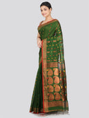 PinkLoom Women's Cotton Silk Saree With Unstitched Blouse Piece