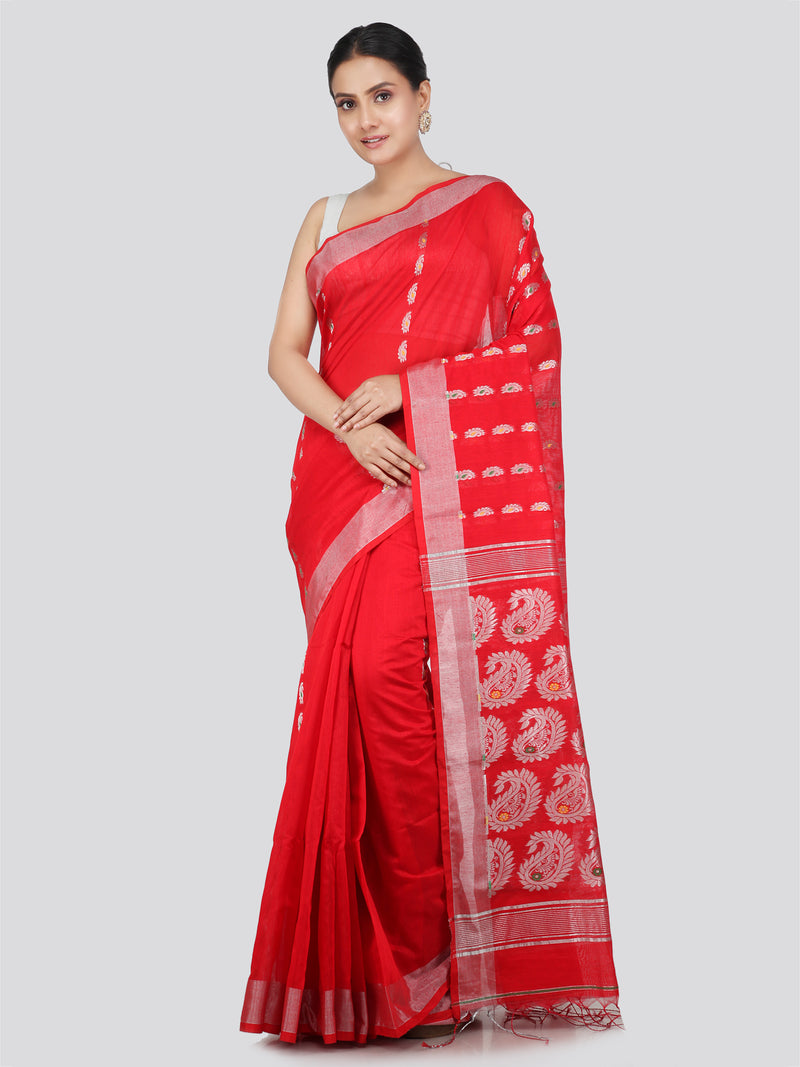 PinkLoom Women's Cotton Silk Saree With Unstitched Blouse Piece