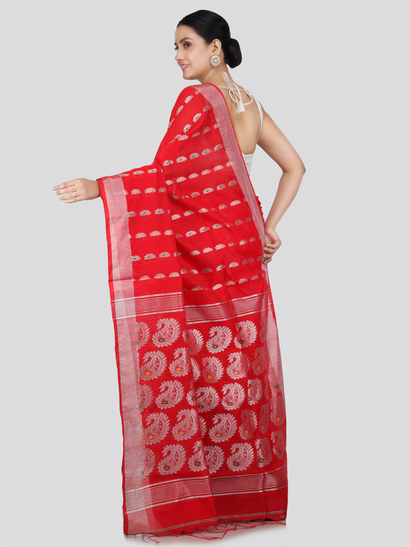 PinkLoom Women's Cotton Silk Saree With Unstitched Blouse Piece