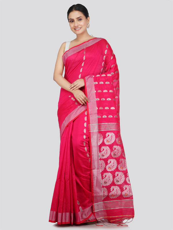 Pinkloom Women's Cotton Silk Saree With Unstitched Blouse Piece