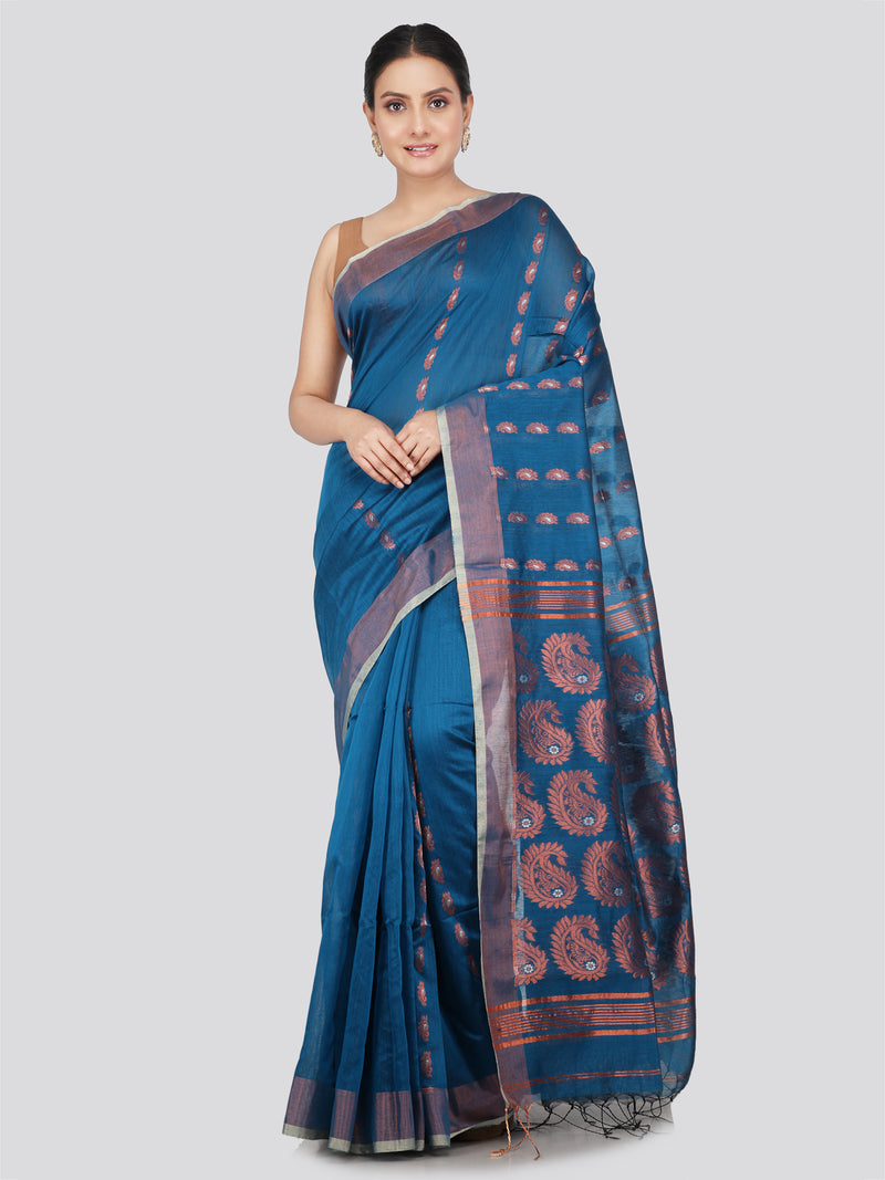 PinkLoom Women's Cotton Silk Saree With Unstitched Blouse Piece