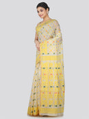 PinkLoom Women's Soft Cotton Jamdani Saree Without Blouse Piece