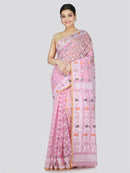 PinkLoom Women's Soft Cotton Jamdani Saree Without Blouse Piece