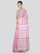 PinkLoom Women's Soft Cotton Jamdani Saree Without Blouse Piece
