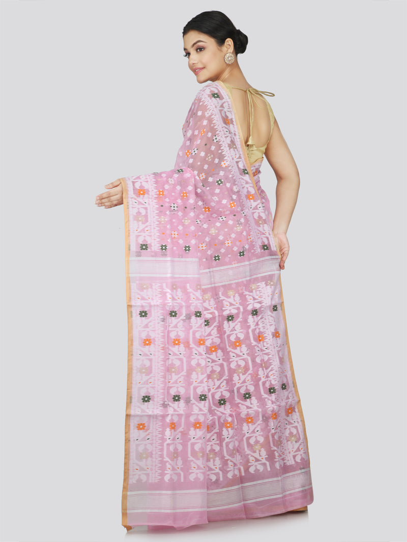 PinkLoom Women's Soft Cotton Jamdani Saree Without Blouse Piece