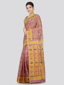 PinkLoom Women's Soft Cotton Jamdani Saree Without Blouse Piece