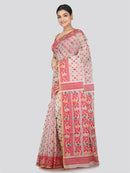 PinkLoom Women's Soft Cotton Jamdani Saree Without Blouse Piece