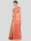 PinkLoom Women's Soft Cotton Jamdani Saree Without Blouse Piece