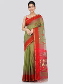PinkLoom Women's Cotton Silk Saree With Unstitched Blouse Piece
