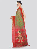 PinkLoom Women's Cotton Silk Saree With Unstitched Blouse Piece