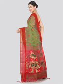 PinkLoom Women's Cotton Silk Saree With Unstitched Blouse Piece