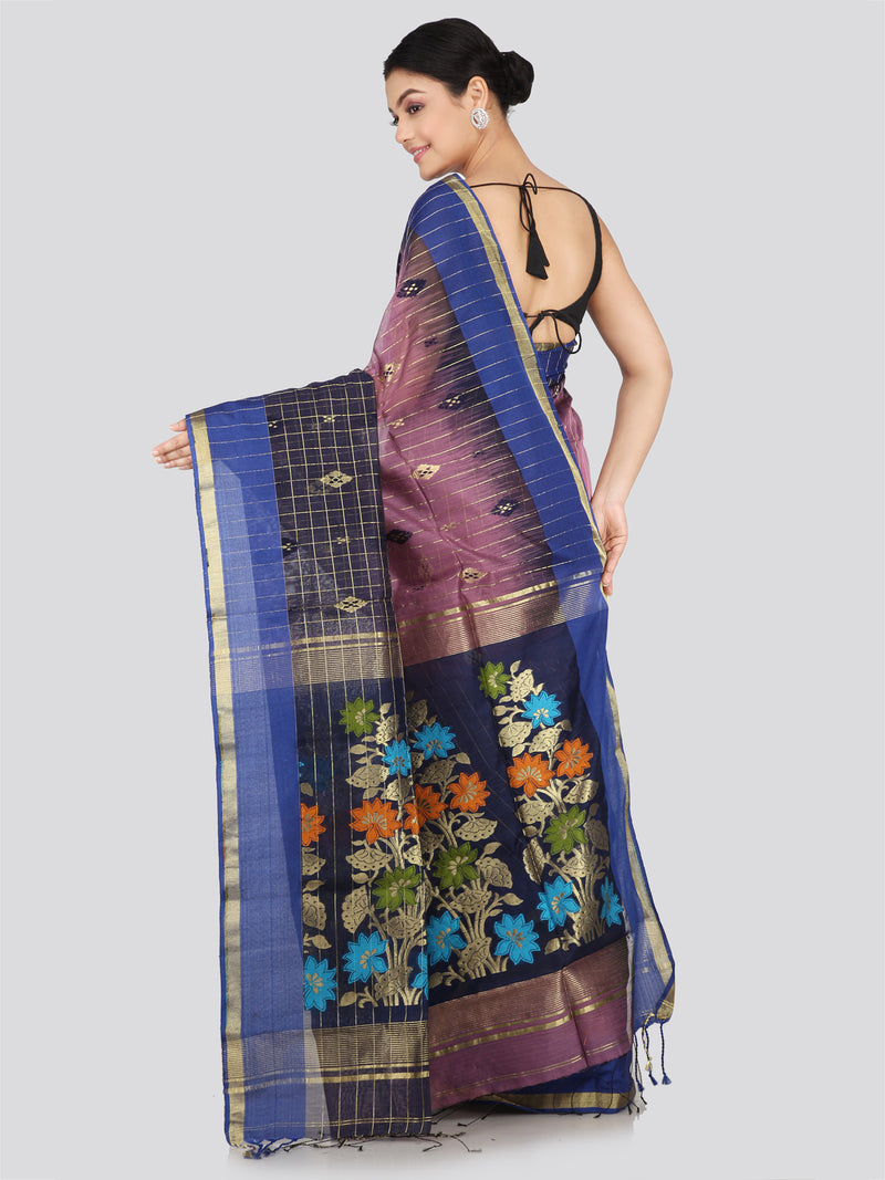 PinkLoom Women's Cotton Silk Saree With Unstitched Blouse Piece