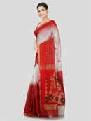 Pinkloom Women's Cotton Silk Saree With Unstitched Blouse Piece