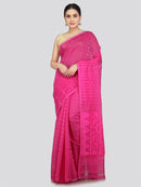 Pinkloom Women's Soft Cotton Jamdani Saree Without Blouse Piece
