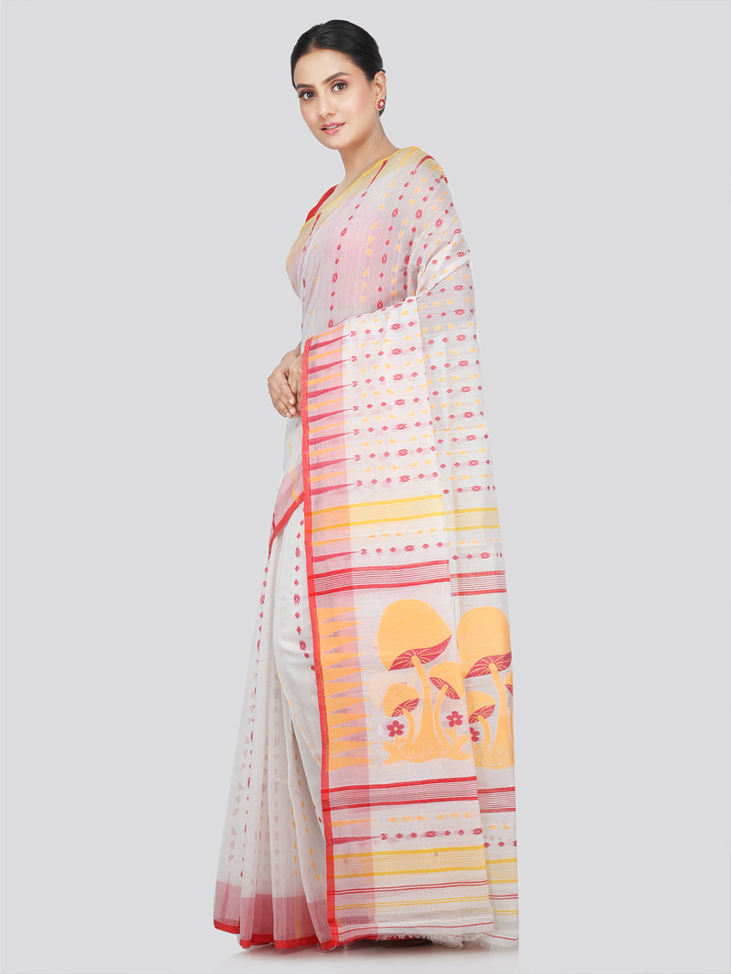 Pinkloom Women's Soft Cotton Jamdani Saree Without Blouse Piece