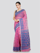 Pinkloom Women's Soft Cotton Jamdani Saree Without Blouse Piece