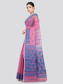 Pinkloom Women's Soft Cotton Jamdani Saree Without Blouse Piece