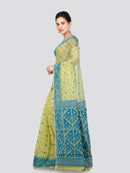 PinkLoom Women's Cotton Jamdani Saree Without Blouse Piece