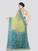 PinkLoom Women's Cotton Jamdani Saree Without Blouse Piece