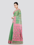 PinkLoom Women's Cotton Jamdani Saree Without Blouse Piece