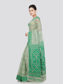 PinkLoom Women's Cotton Jamdani Saree Without Blouse Piece