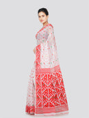 PinkLoom Women's Cotton Jamdani Saree Without Blouse Piece