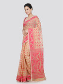 PinkLoom Women's Cotton Jamdani Saree Without Blouse Piece