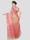 PinkLoom Women's Cotton Jamdani Saree Without Blouse Piece