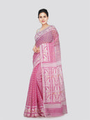PinkLoom Women's Cotton Jamdani Saree Without Blouse Piece