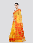 PinkLoom Women's Cotton Jamdani Saree Without Blouse Piece