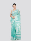 PinkLoom Women's Cotton Jamdani Saree Without Blouse Piece