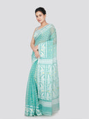 PinkLoom Women's Cotton Jamdani Saree Without Blouse Piece