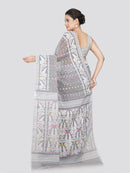 PinkLoom Women's Cotton Jamdani Saree Without Blouse Piece