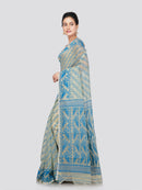 PinkLoom Women's Cotton Jamdani Saree Without Blouse Piece