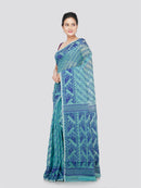 PinkLoom Women's Cotton Jamdani Saree Without Blouse Piece